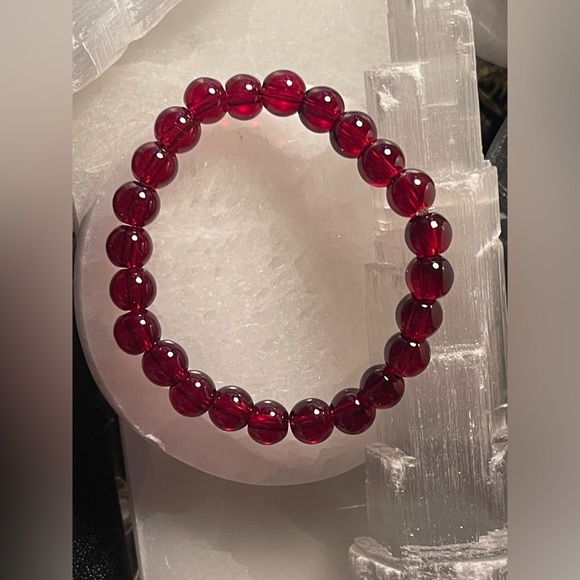 Garnet 8mm Crystal Stone Bracelet 7” Handmade by Annabellesgemz! - Picture 2 of 2